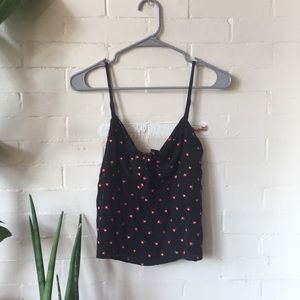 Brandy Melville Black and Red Floral Blouse